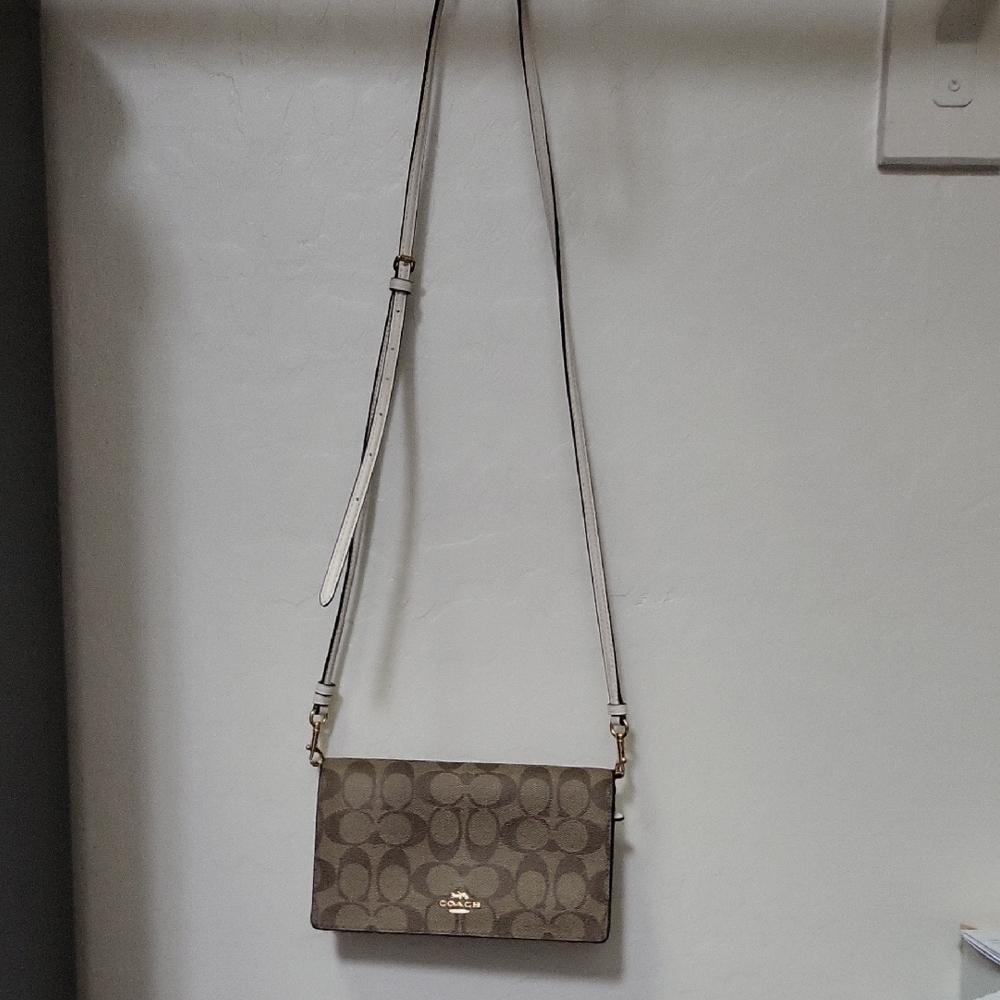 Coach Tan and Cream Signature Crossbody Bag